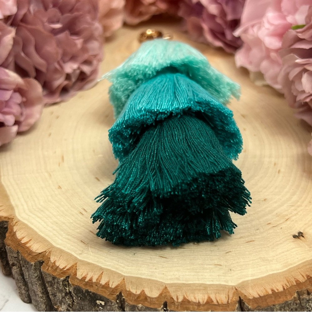 Boho Long Multi Tier Green Fringe Purse Charm - Picture 9 of 14